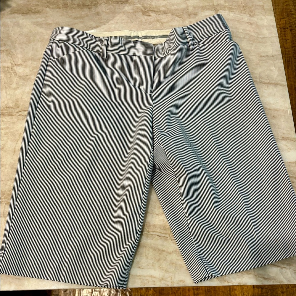 Express Editor Grey/Navy Pinstripe Bermuda Shorts Size 6